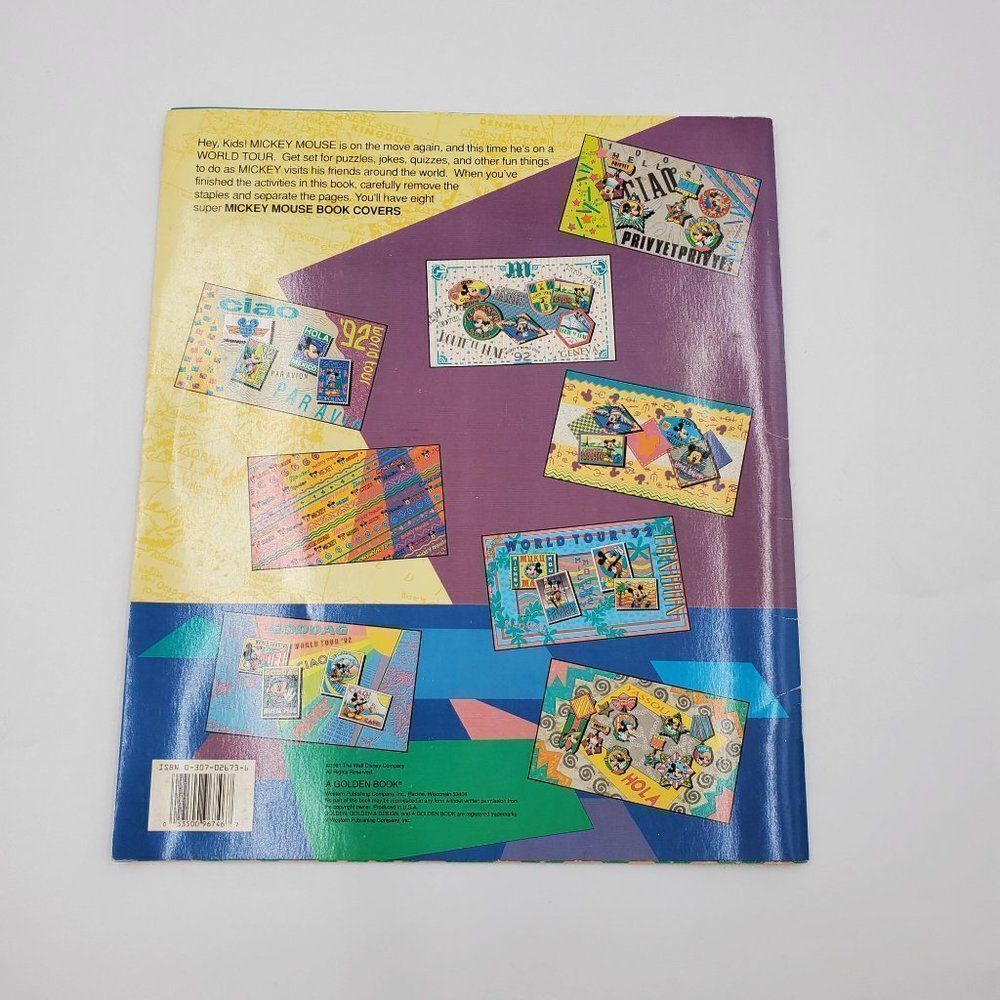 Vintage Mickey Mouse World Tour Book Covers Golden Disney - Picture 4 of 7